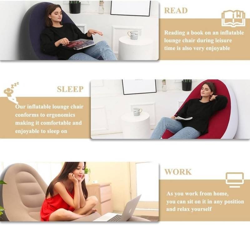 Inflatable Chair Lazy Sofa with Footrest - Image 7