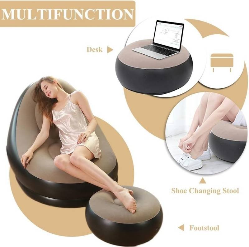 Inflatable Chair Lazy Sofa with Footrest - Image 3