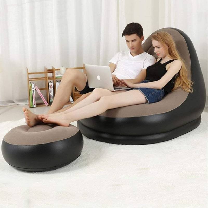 Inflatable Chair Lazy Sofa with Footrest - Image 2