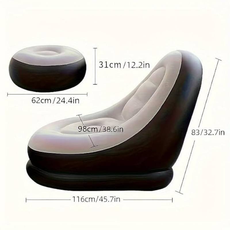 Inflatable Chair Lazy Sofa with Footrest - Image 4